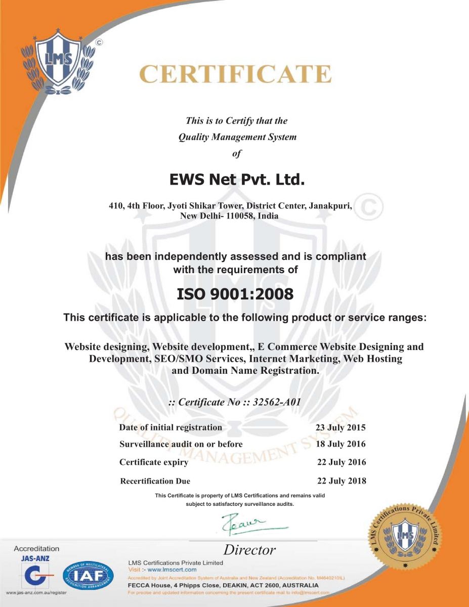 ISO Certified Website Designing Company in Delhi